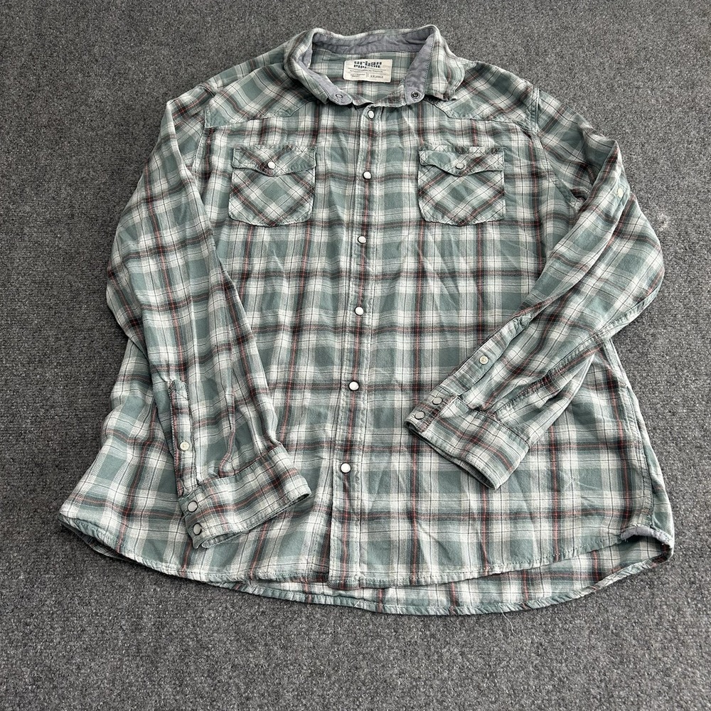 Urban Pipeline Womens 2 XL Ultimate Flannel Plaid Button-Up Green Pearl Snap